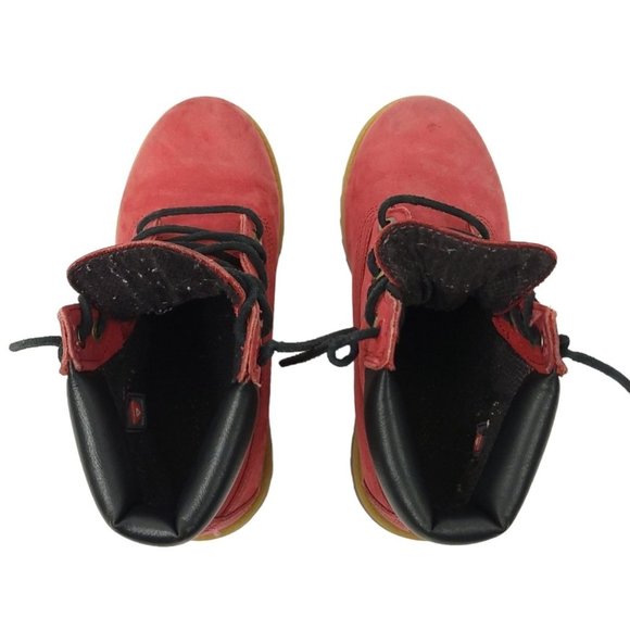 Timberland Nubuck Leather Boots Boys Size US 3 UK 2.5 EU 35 Red 6578R Hiking - Picture 6 of 12